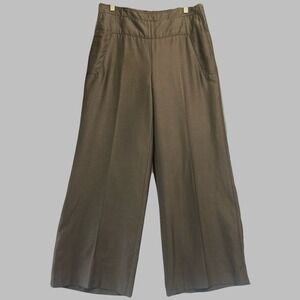 Akris Wide Leg Pants Cotton Silk Trousers Size 10 Gray Career Professional